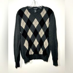 Marco Fiori Mens Sweater, Sz S, Argyle, Multicolored, Fine Italian Merino Wool